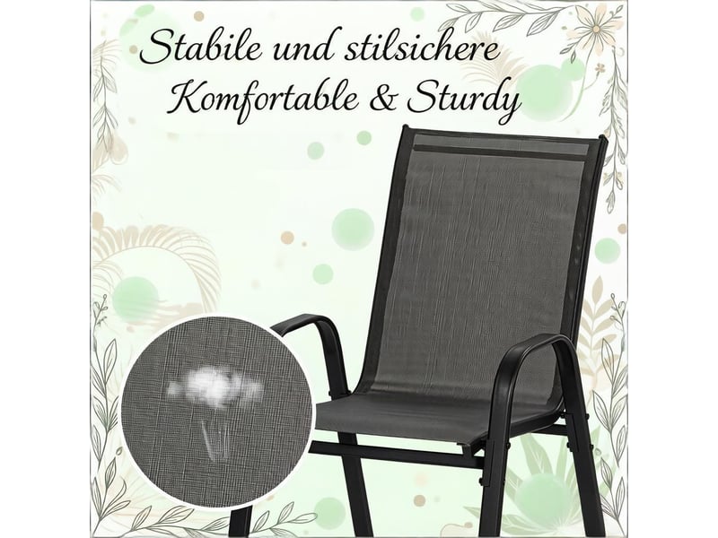  Lot de 2 chaises d'extérieur empilables en métal et polyester gris foncé T5828P524275 - Conforama E