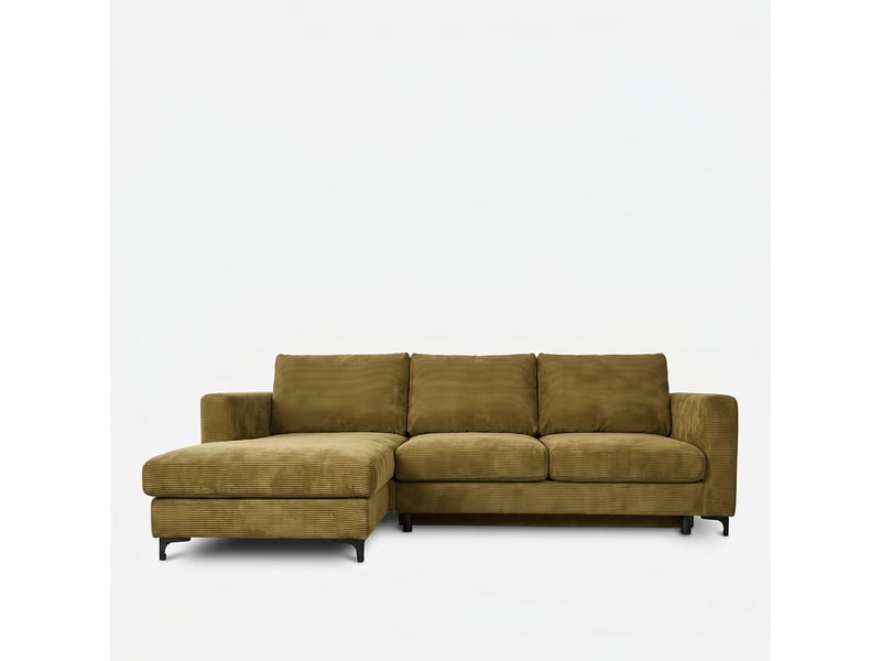 Canapé d'angle droit convertible - 4 places - velours côtelé - fiesole - vert olive 3CA52.CA.4AC.G.04 - Conforama A