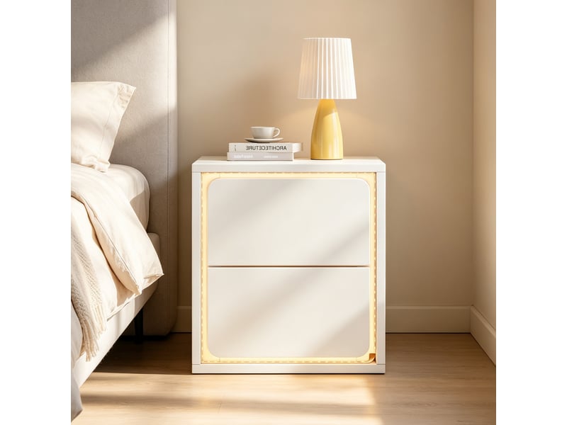 Table de chevet 45x35x47cm avec éclairage led multicolore réglable, 1 pièce - Conforama B