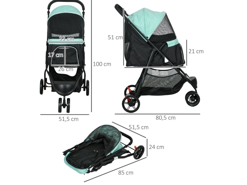 Poussette 80,5x51,5x100 cm pliable métal vert - Conforama D