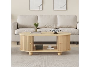 Table basse ovale coloris bois clair <strong>MERAX</strong> <strong>table basse bois clair</strong> - 50 cmx100 cm