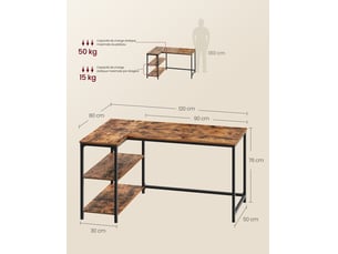 Bureau enfant HELLOSHOP 26 80 cm coloris marron