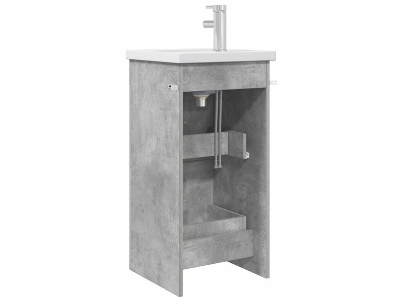 Meuble salle de bain avec évier, meuble de rangement gris béton 42x40x84.5 cm shl3202 - Conforama E