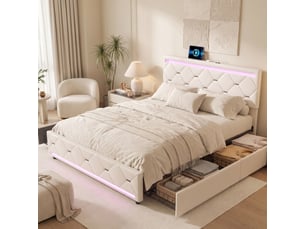 Lit avec rangement 160x200 cm BURSDANY   coloris blanc