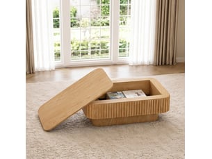 Table basse rectangulaire coloris naturel <strong>DESMIU</strong> <strong></strong> - 60 cmx98 cm