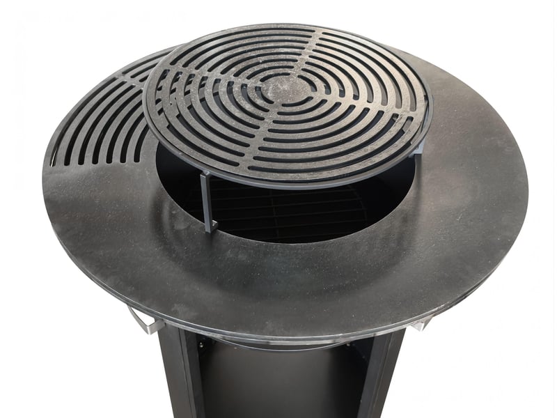  Barbecue rond grand avec plaque d'acier rond et grill en acier coloris noir EFP59B ROUND - Conforama D