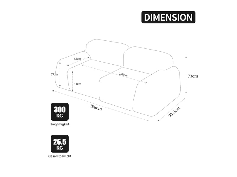  Canapé modulaire 2 places en chenille gris avec mousse 30d  - Conforama E