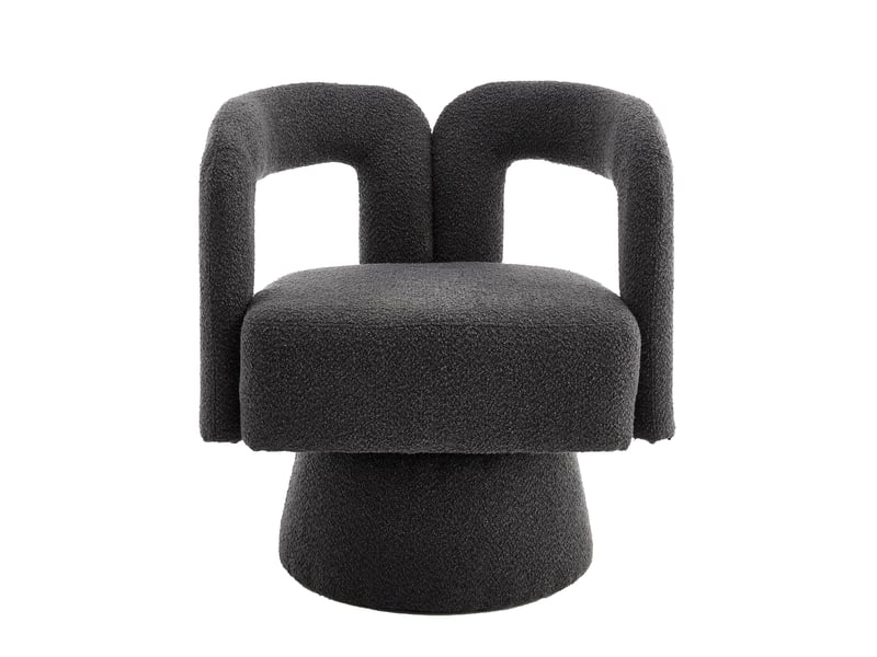  Fauteuil pivotant à 360° en tissu bouclé gris foncé W2845P311450 - Conforama A