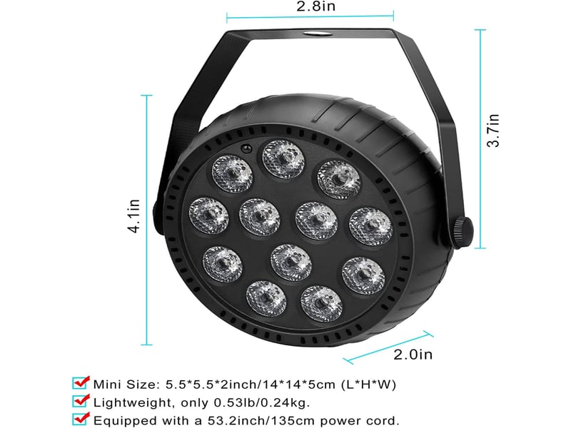  Mini rgb projecteur , 12 led rechargeables jeux de lumiere avec télécommande  - Conforama A