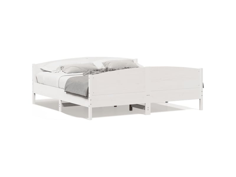  Lit double- lit adulte -  cadre de lit sans matelas blanc 180x200 cm bois massif de pin  - Conforama A