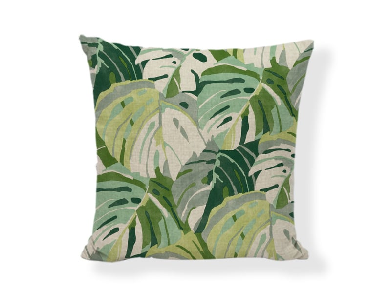 Housses de coussin 45 x 45 cm lot de 4 coussin exterieur impermeable vert double face doux taie oreiller housse coussin feuilles coussin canape pour jar - Conforama C