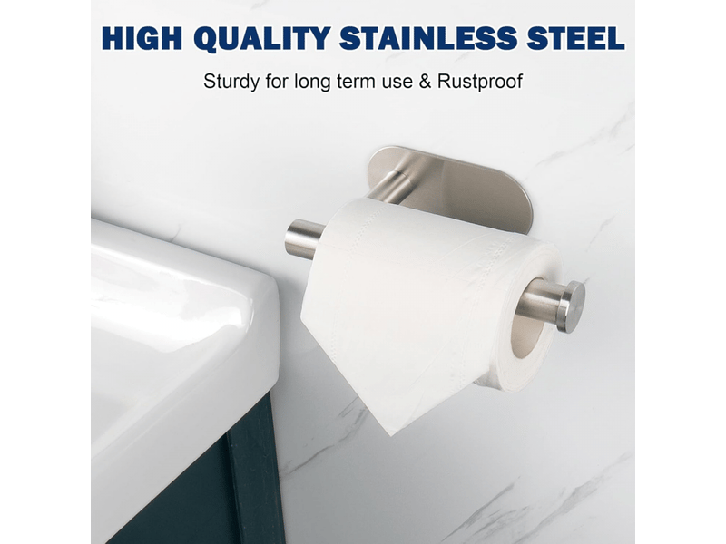  Lot de 1 rouleau de papier toilette argenté, rouleau de papier toilette mural et rouleau en acrylique inoxydable auto-adhésif  - Conforama B