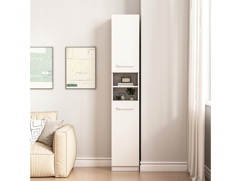 Regał szafka biała nowoczesna stojąca słupek wysoki loft 2 drzwi 180 cm  - Conforama D