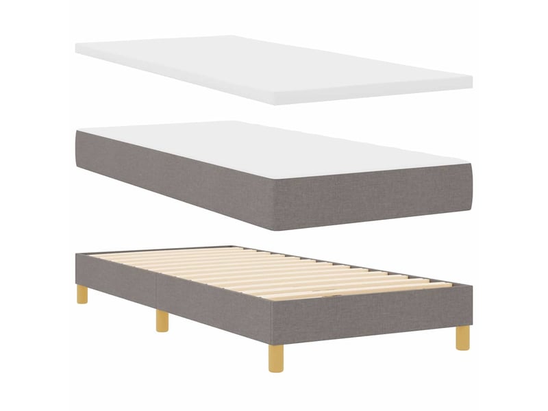  Lit simple, lit à ressorts avec coussin taupe 80 x 200 cm tissu  - Conforama E