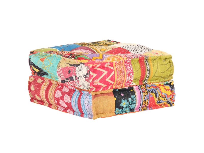  Coussin de sol pouf repose-pieds 60x70x36 cm en tissu patchwork dec021303  - Conforama A