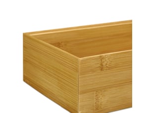 Boîte de rangement empilable 6,5 x 15 x 15 cm pour cosmétiques et bureau style naturel en bambou 13_0006246