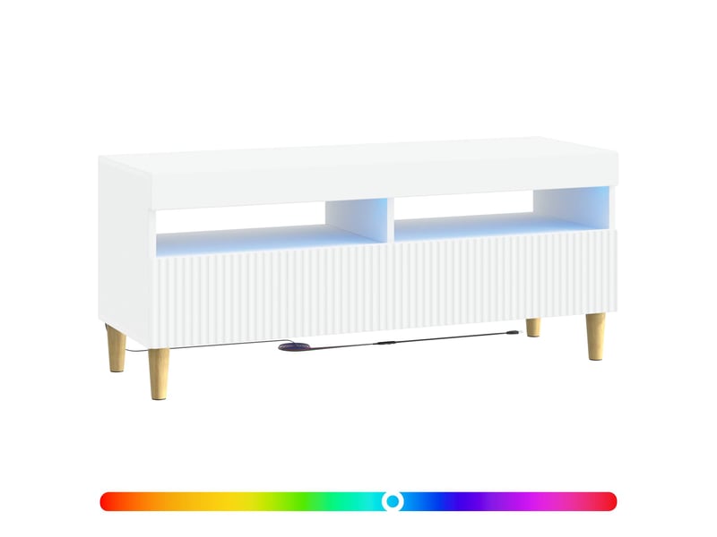  Meuble tv - banc tv - meuble de rangement led blanc bois d'ingénierie  - Conforama C