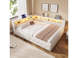 Lit banquette 140x200 cm <strong>MODERNLUXE</strong>  <strong></strong> coloris beige