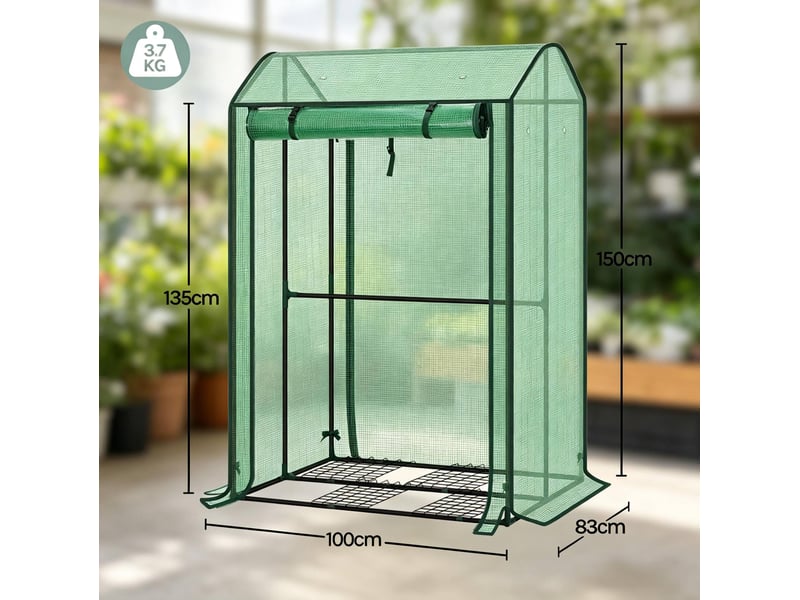  Serre de balcon 100 x 83 x 150 cm – verte – porte enroulable, 6 aérations et structure en acier  - Conforama C