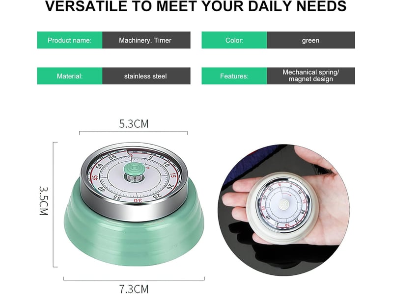Minuteur mécanique, kitchen timer rappel gérer, les minuteries rotative à 360 degrés compte à rebours, mécanique pour la cuisson, l'apprentissage No Commercial reference - Conforama B