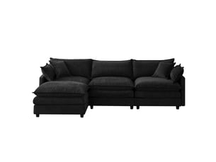 Canapé d'angle modulable 3 places avec méridienne et pouf 267 x 154 cm en chenille