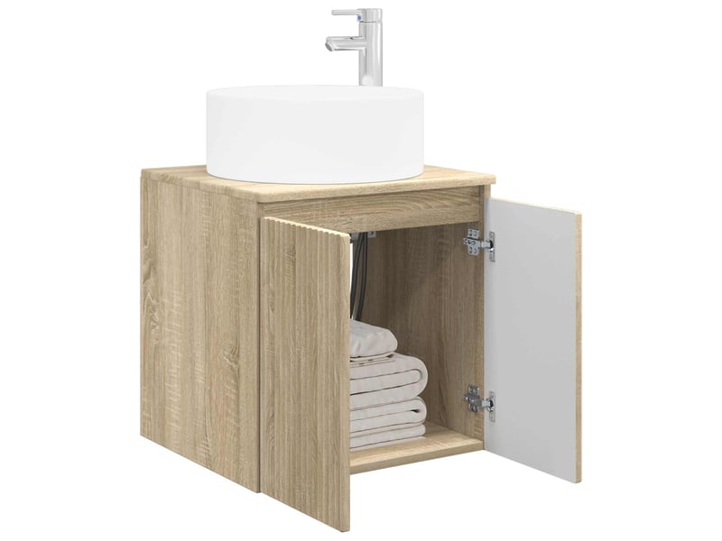  Meuble de lavabo mural, rangement salle de bain chêne sonoma 49.5x44.5x65.5 cm  - Conforama C