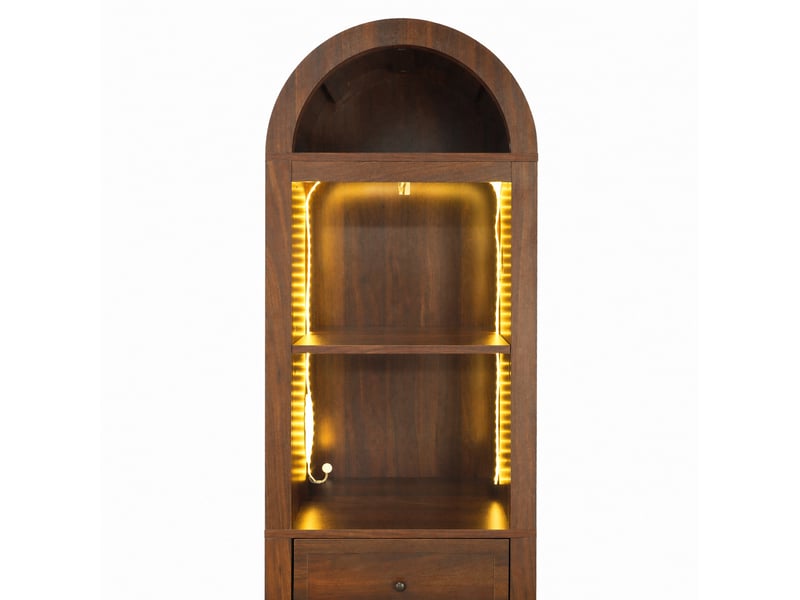 Armoire de salle de bains haute 163 cm en mdf bois foncé avec led rgb et porte réversible, rangement optimisé - Conforama C
