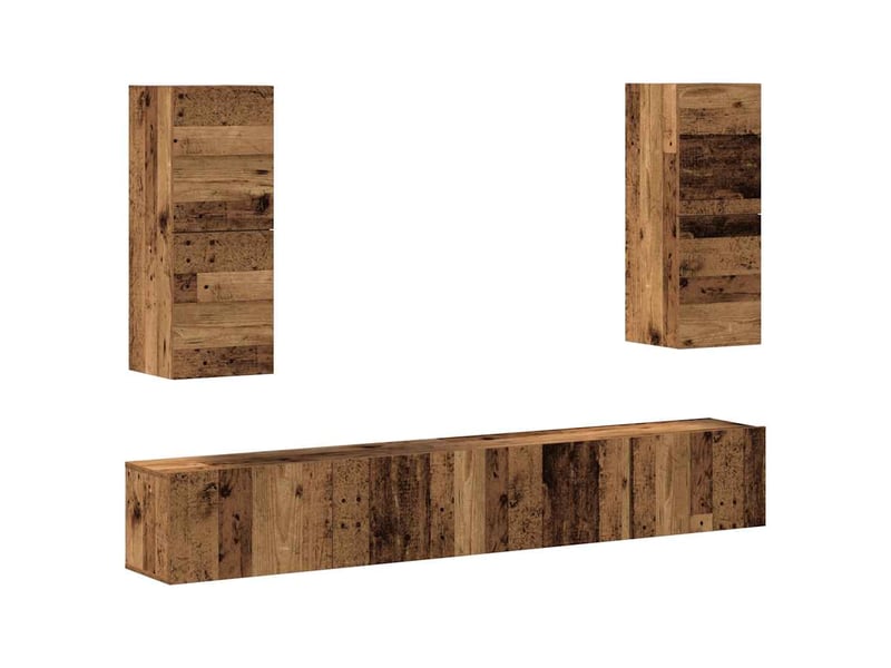 Ensemble de meuble tv - banc tv - meuble de rangement mural 4 pcs vieux bois bois d'ingénierie  - Conforama A