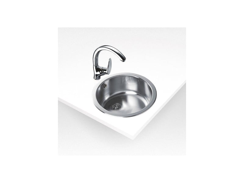  Evier encastrable 1 bac rond inox poli 450 mm avec bonde centrée TEKAERC10108007 - Conforama C