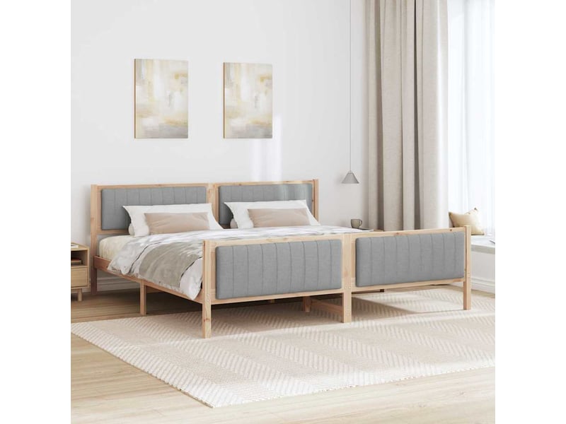  Lit double- lit adulte -  cadre de lit avec tête de lit marron et gris clair 200 x 200 cm  - Conforama C