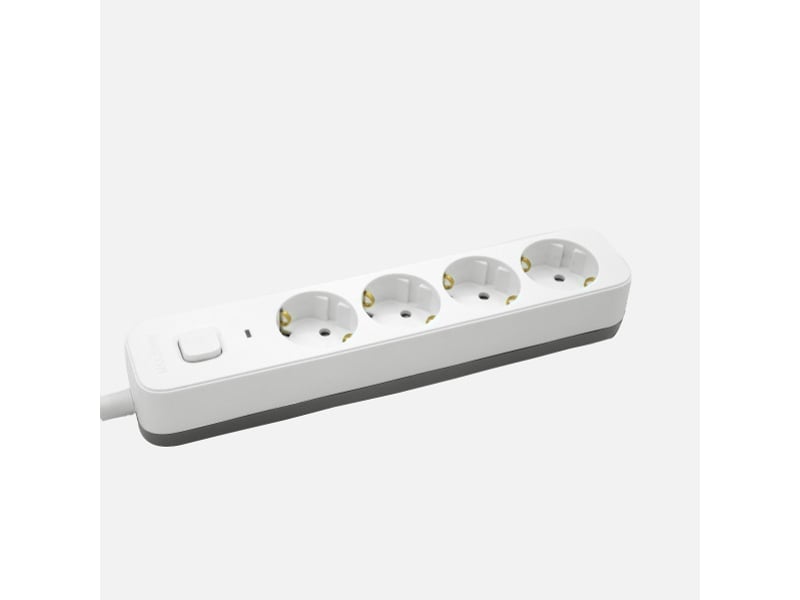  Multiprise fabrilamp dalton 4 prises avec interrupteur voyant lumineux câble 1,5 m 3680 w blanc gris 260614141 - Conforama C
