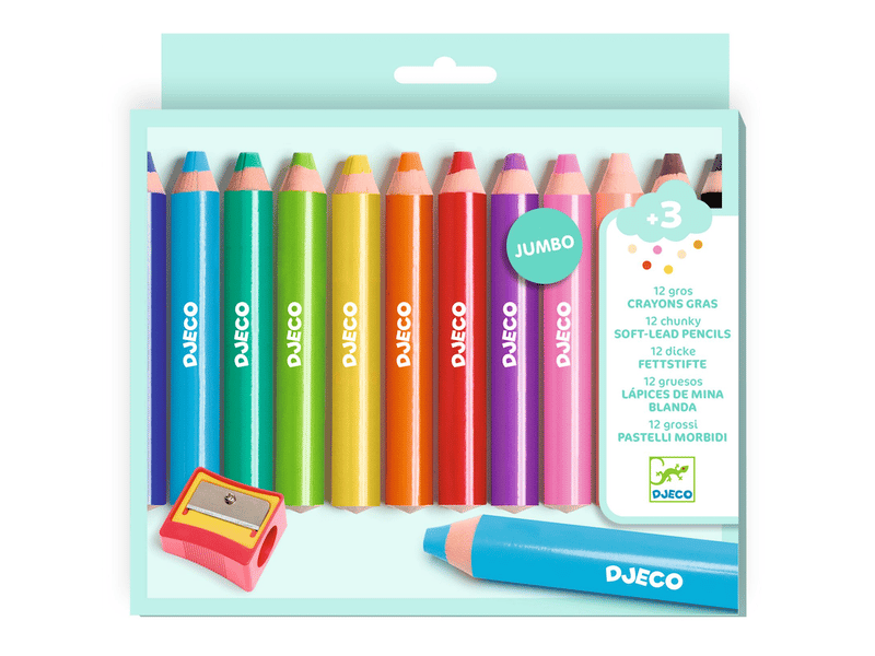  12 gros crayons gras - djeco DJ00971 - Conforama A