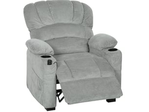 Fauteuil relax électrique inclinable avec repose-pieds, usb, deux positions mémorisées, porte-gobelets en polyester gris