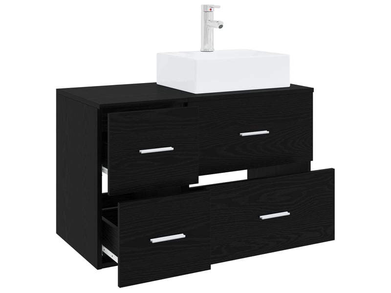  Ensemble de mobilier de salle de bain 2 pc chêne noir cf64107  - Conforama C