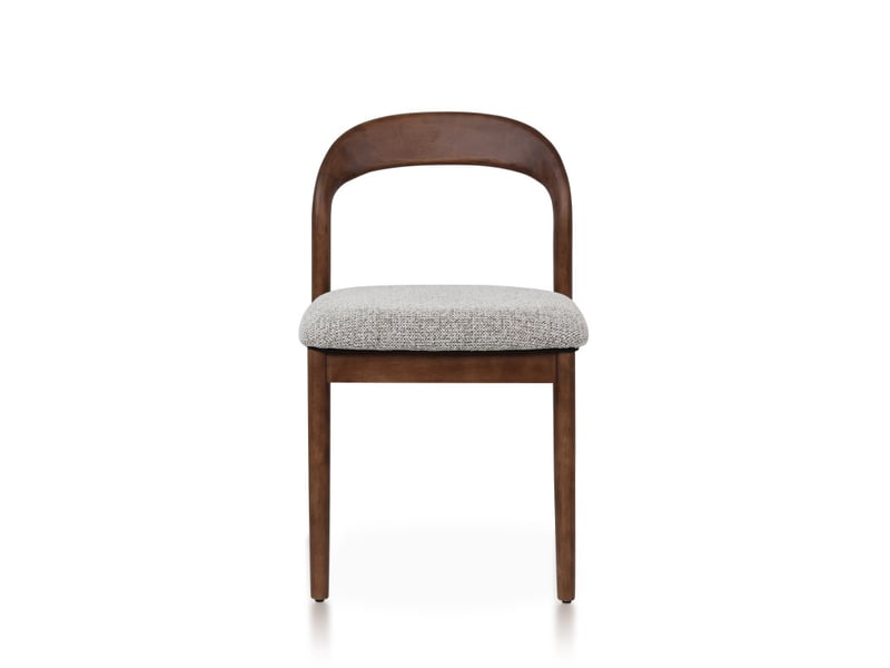  Chaise elena en bois d'hévéa et tissu chiné rembourré brun  - Conforama C