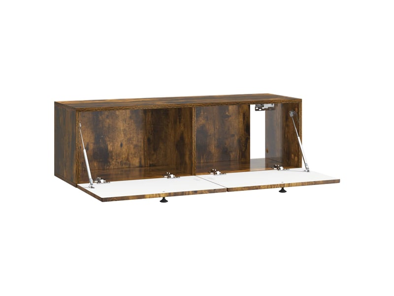  Meuble tv - banc tv - meuble de rangement mural chêne fumé 98 x 31 x 30 cm bois d'ingénierie  - Conforama E