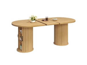 Table à manger extensible,150-190x80x75 cm,avec rangement,mdf,naturel