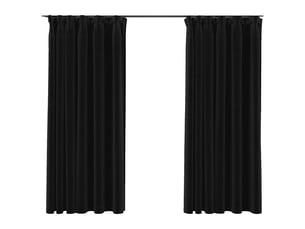 Lot de 2 rideaux occultants, rideaux black-out aspect lin crochet anthracite 140x175cm cf44536
