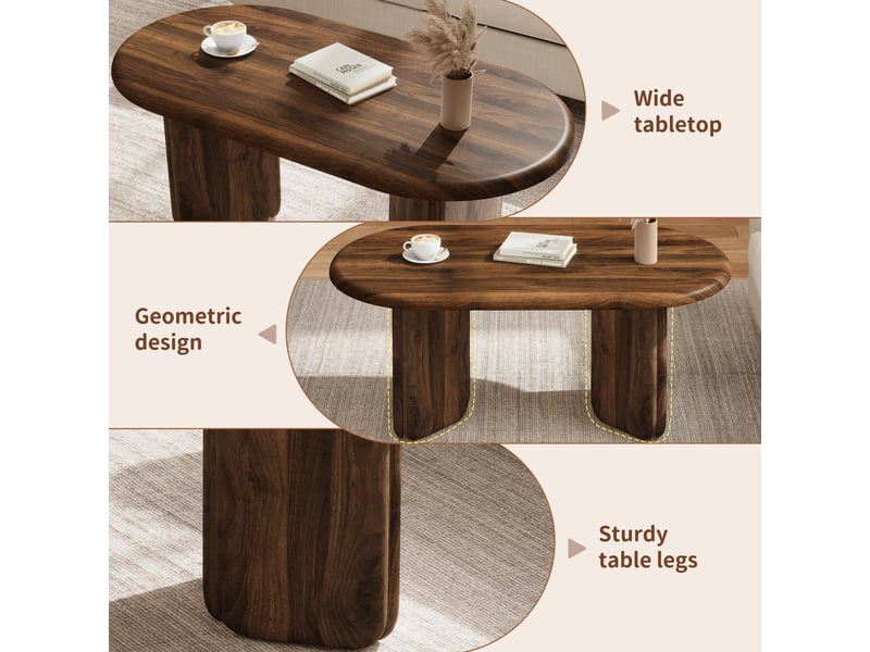 Table basse ovale,99x50x40 cm,style contemporain,mdf,effet noyer  - Conforama E