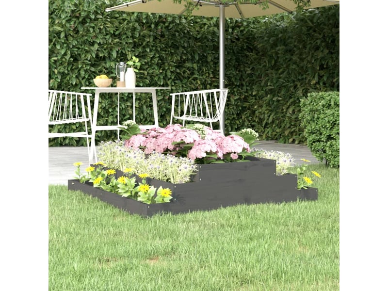  Jardinière - bac à fleurs gris 110x110x27 cm bois massif de pin  - Conforama B