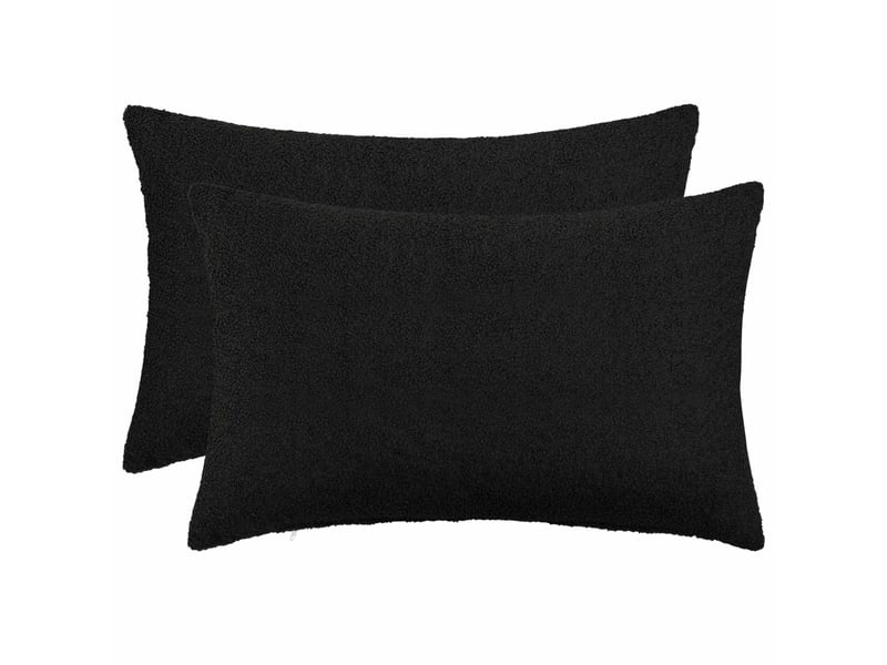 Lot de 2 housses de coussin heerlen noir 30 x 50 cm bouclé cf49463 - Conforama B