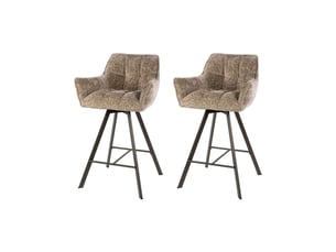 Lot 2 chaises bar pivotantes tissu texturé champagne + bronze - jordi
