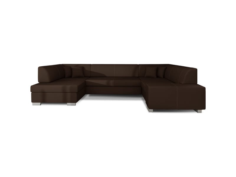 Canapé panoramique en u chocolat convertible 6 places havane avec 4 coussins - Conforama A