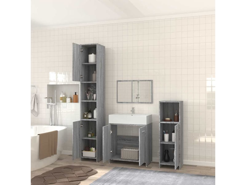  Ensemble de meubles de salle de bain 4 pcs sonoma gris cf63875  - Conforama C