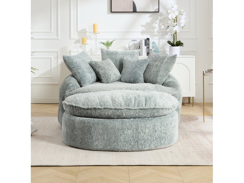  Canapé-lit 190,50x138x63 cm en polyester avec fonction réglable gris bleuté chicfurn  - Conforama C