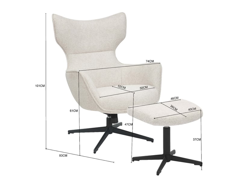 fauteuil pivotant et repose-pieds jules marron kare design  - Conforama D