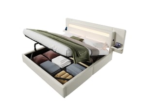 Lit coffre 180x200 cm OKWISH   coloris beige