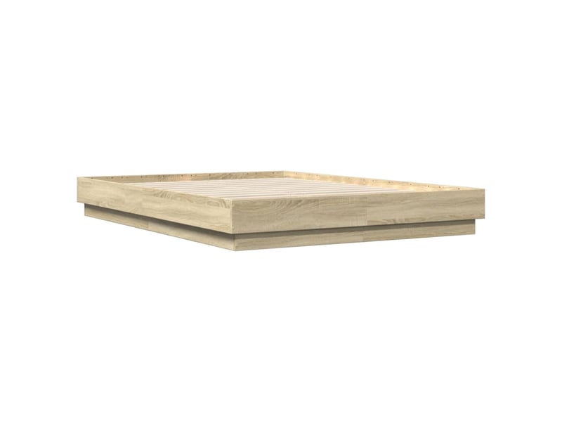  Lit double- lit adulte -  cadre de lit avec led sans matelas chêne sonoma 150x200 cm  - Conforama B