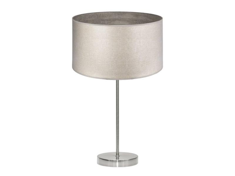  Fabrilamp tania grande lampe à poser nickelé effet bois gris, abat-jour textile effet bois, 1 x e27, 62 cm 188371183 - Conforama A