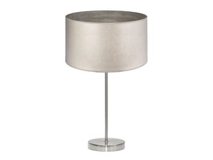 Fabrilamp tania grande lampe à poser nickelé effet bois gris, abat-jour textile effet bois, 1 x e27, 62 cm